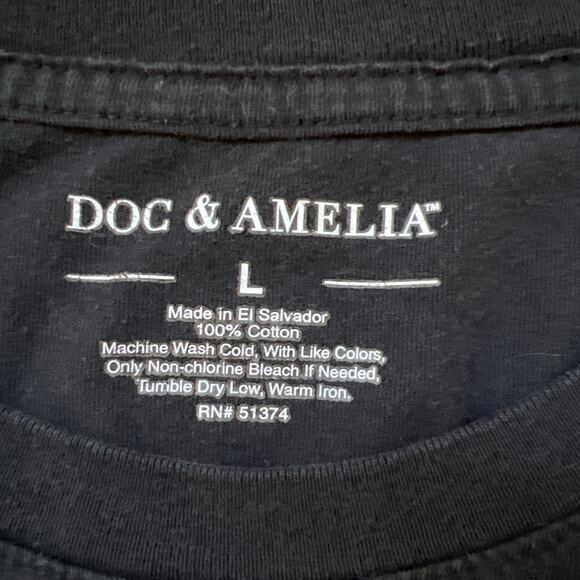 Doc & Amelia Tee Shirt Mens Large Black Embroidered X Logo Basic Cotton Top - Picture 6 of 9